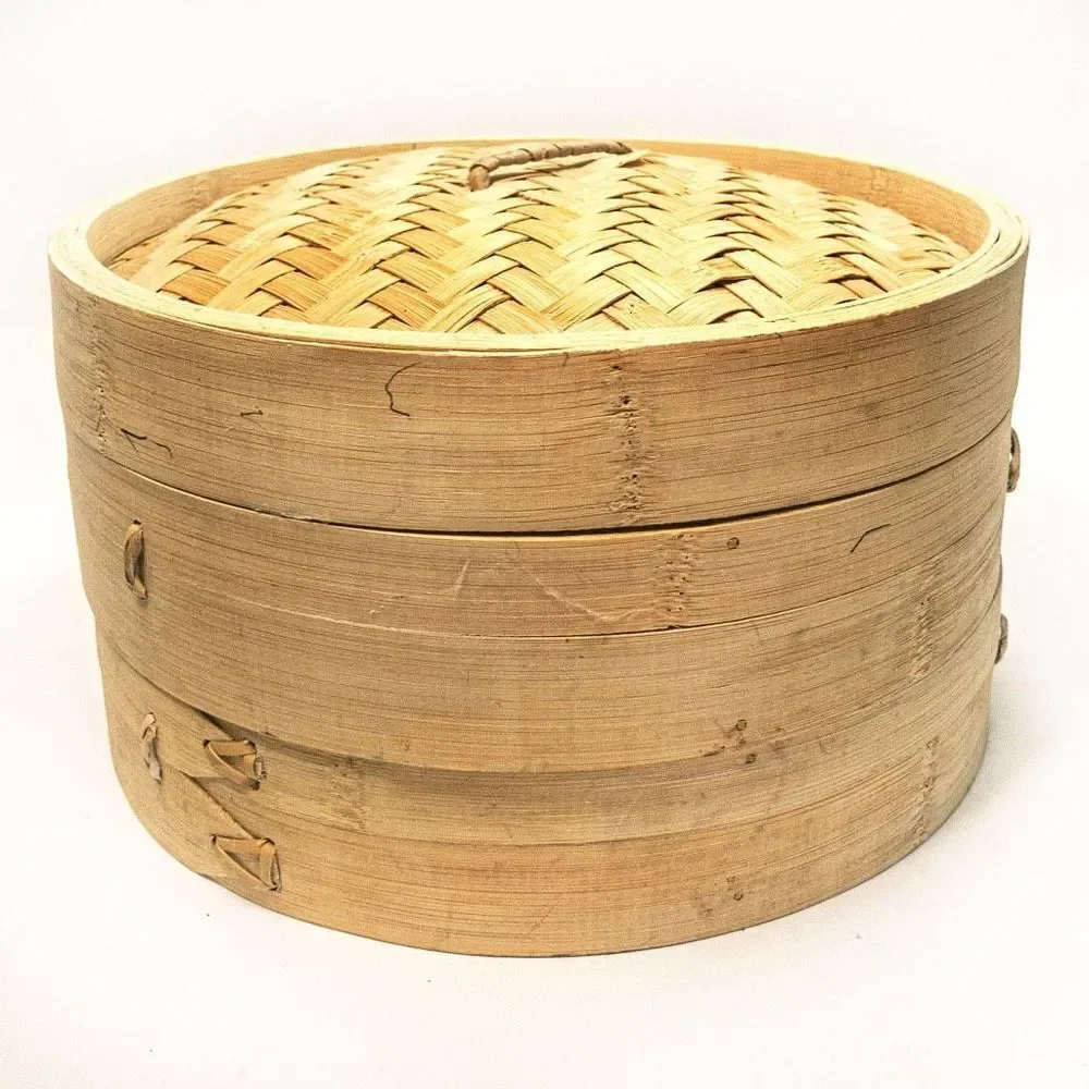 Household 2-Tier Bamboo Food Steamer: Healthy Vegetables Dumplings Dim Sum